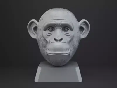 Chimpanzee Bust - Animal Figurine 3D print model