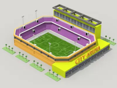 low poly city arena football stadium Free low-poly 3D model
