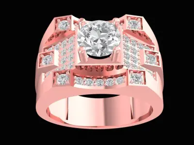 Luxury Square Halo Diamond Ring for Men 2157 3D print model