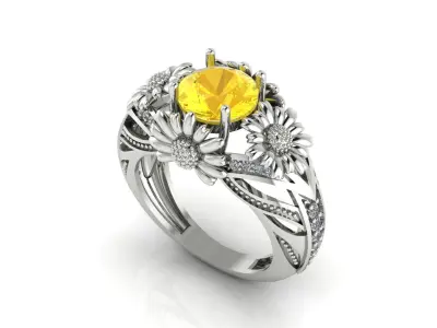 Flower Ring 3D print model