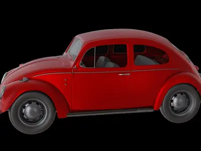 Car Volkswagen Beetie-1950 Low-poly 3D model