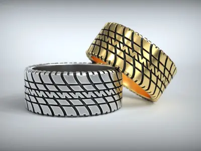 Auto Tire Tread Band Racing Wedding Ring 3D print model