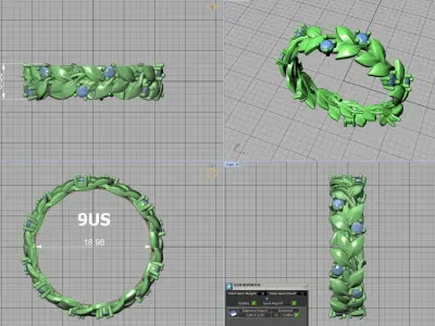 Floral Leaves Eternity Ring Nature Inspired Leaves Ring 9US 3D print model