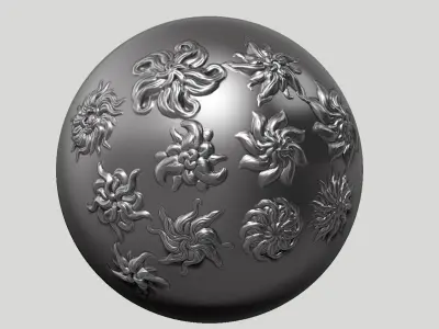 20 flower ornament VDM brushes  a01 for  Zbrush   3D print model