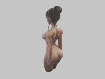 Pornstar Girl beautiful Naked Woman Free low-poly 3D model