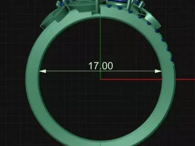 Flower ring with marquise diamonds 3D print model