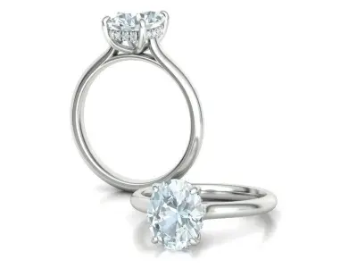 Oval Diamond Engagement Ring Hidden Halo Ring 10x8 Oval stone 3D print model