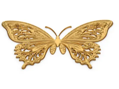 Classic butterfly decor ornament carved 54 3D model