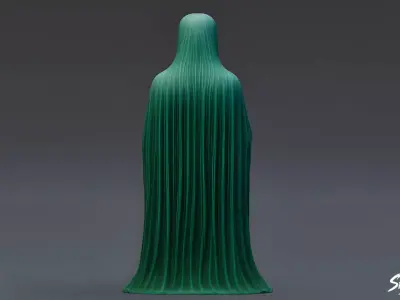 Ghost Statue Seated Praying Low-poly 3D model