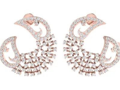 Light Weight Rose Gold Diamond Earring  -EAR-028 3D print model