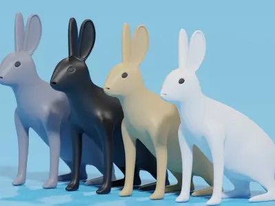 Cartoon Rabbit Tolai Hare 3D model