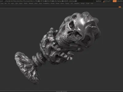 skull candle low poly and high poly 3d print model Low-poly 3D model