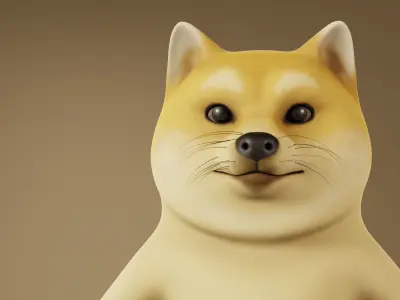 Dog cartoon character Low-poly 3D model