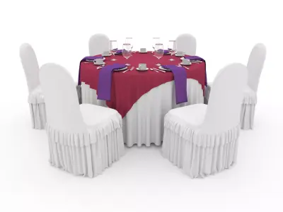 Banquet Table and Chair 45 3D model