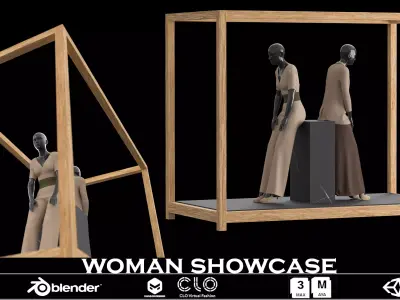 Fashion Display Mannequin  in Wooden Frame 3D model