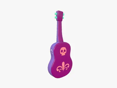 Cartoon Mexican Guitar A04 Purple - Music Instrument Design Low-poly 3D model