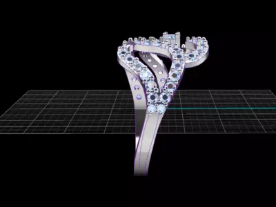 Heart Themed Ring 3D model