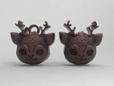 christmas cute deer face decor  3D print model