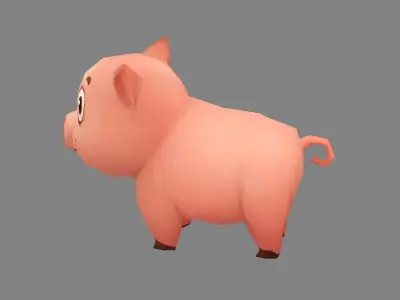 Cartoon piggy Low-poly 3D model