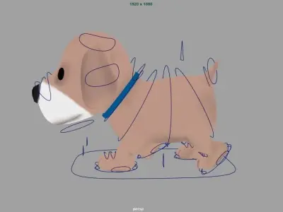 cartoon dog rig and animate Low-poly 3D model