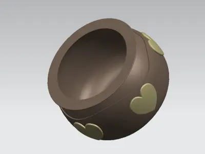 Bowl pot with hearts Free 3D model