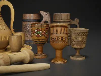  Wooden Props Pack - UE5 and Blender Low-poly 3D model