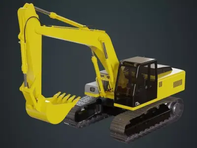 Excavator 1A Low-poly 3D model
