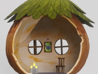 House of orange 3D  Low-poly 3D model