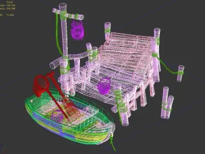 Game Boat - Building Pier 03 3D model