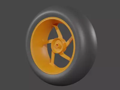 Motor Racing Wheel And Slick Tire 3D model