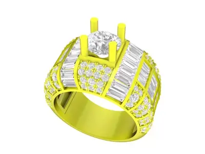 6964 Luxury Baguette Diamond Men Ring 3D print model