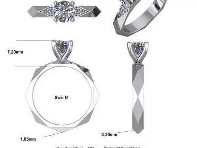 kkring diamond engagement ring gold Free 3D print model