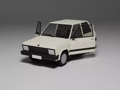 Low Poly 1980s Compact Hatchback 3D Model Car12 Low-poly 3D model