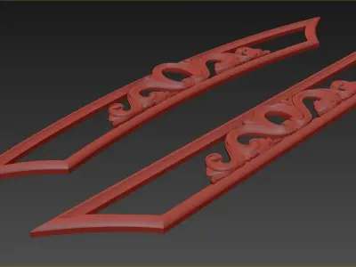 3D Carved decor horizontal 3D model