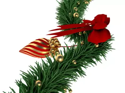 Christmas Garland with Bows 2 3D model