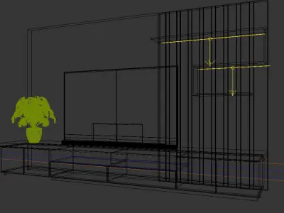 Tv Wall Modern Low-poly 3D model