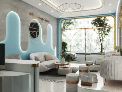 Luxury Spa interior design with beautiful beach colors  3D model