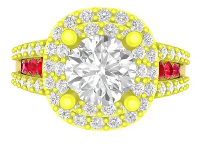 Luxury Diamond Halo Engagement Ring 3D Model 5755 3D print model