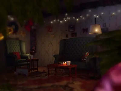 Christmas Living Room 3D model