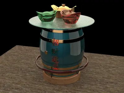 Chinese gold ingot 3D model 11