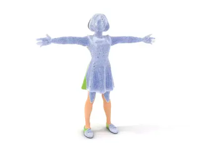 Young Girl in Green Dress Model Pack Low-poly 3D model