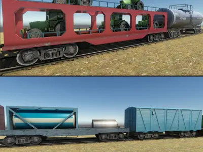 Railway Trains and Props Collection 3D Model Pack