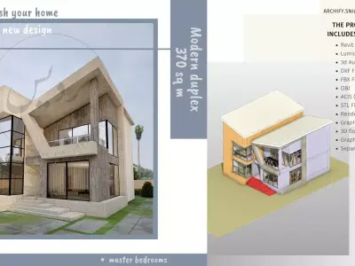 Modern Duplex Villa - 370 SQM- Full Package 3D model