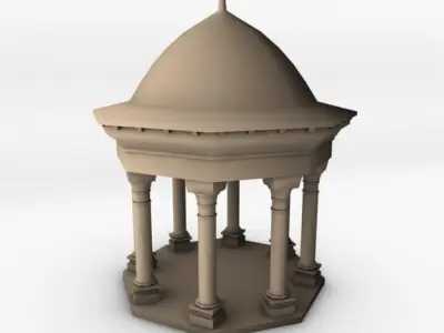 Gazebo stone with columns 3D model