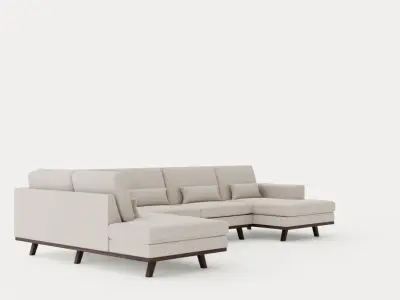 Copenhagen U Sofa Left Linen beige Low-poly 3D model