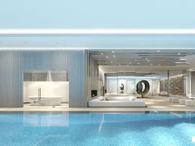 VRay - C4D Scene files - LUXURY RESIDENTIAL POOL  3D model