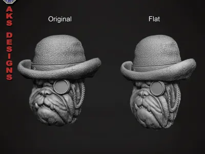 Bulldog gentlemen version 1 Bas relief art for cnc 3D print model