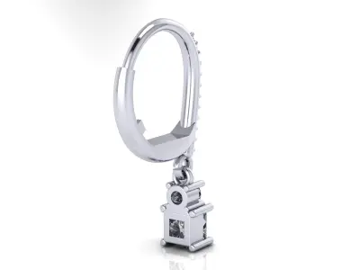 Hoop Earrings with Round and Princess Charm 3D print model