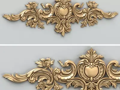 Carved decor horizontal 036 3D model