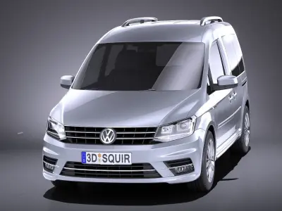 Volkswagen Caddy Passenger van 2018 VRAY 3D model